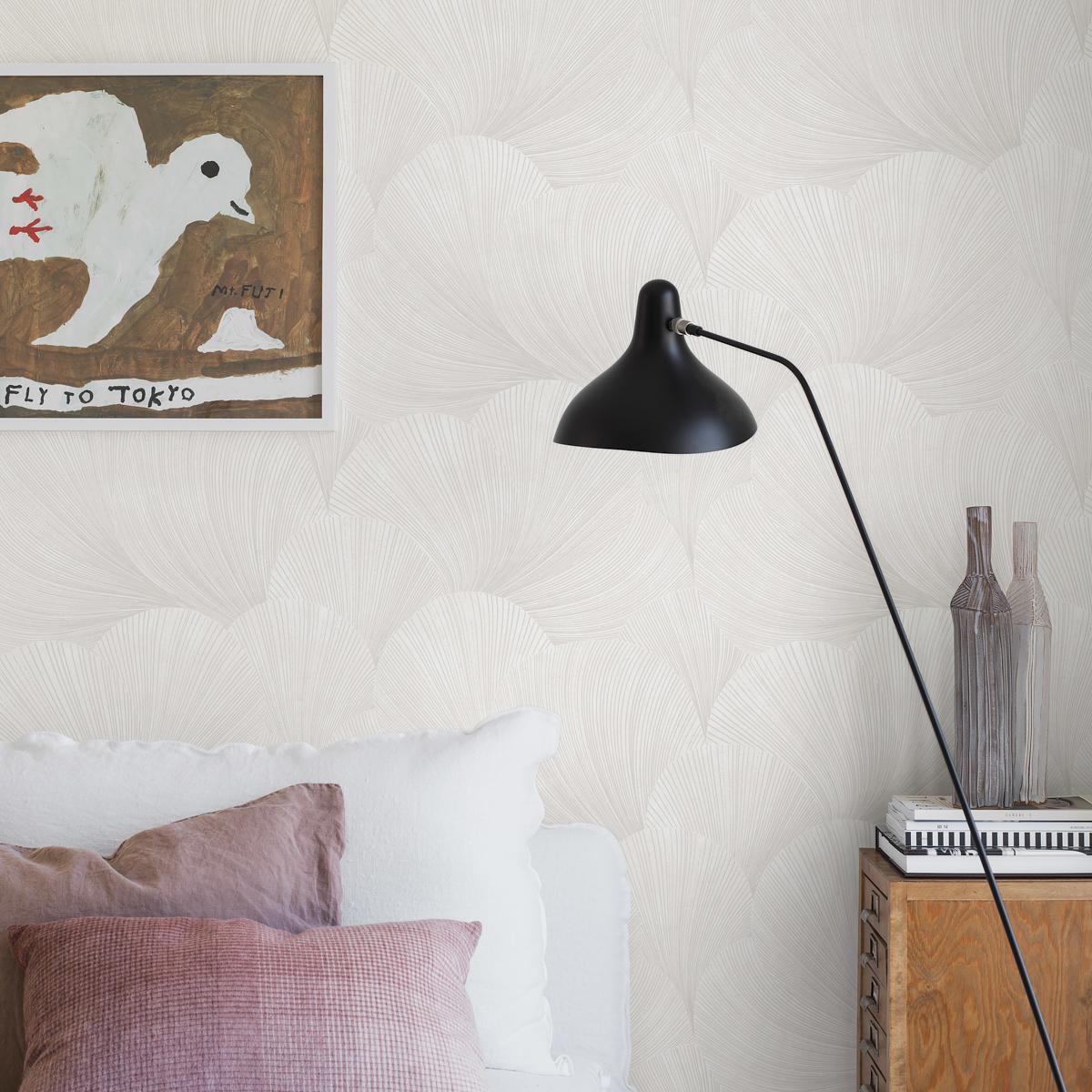 Wallpaper in White-Ivory by Jeid Studio