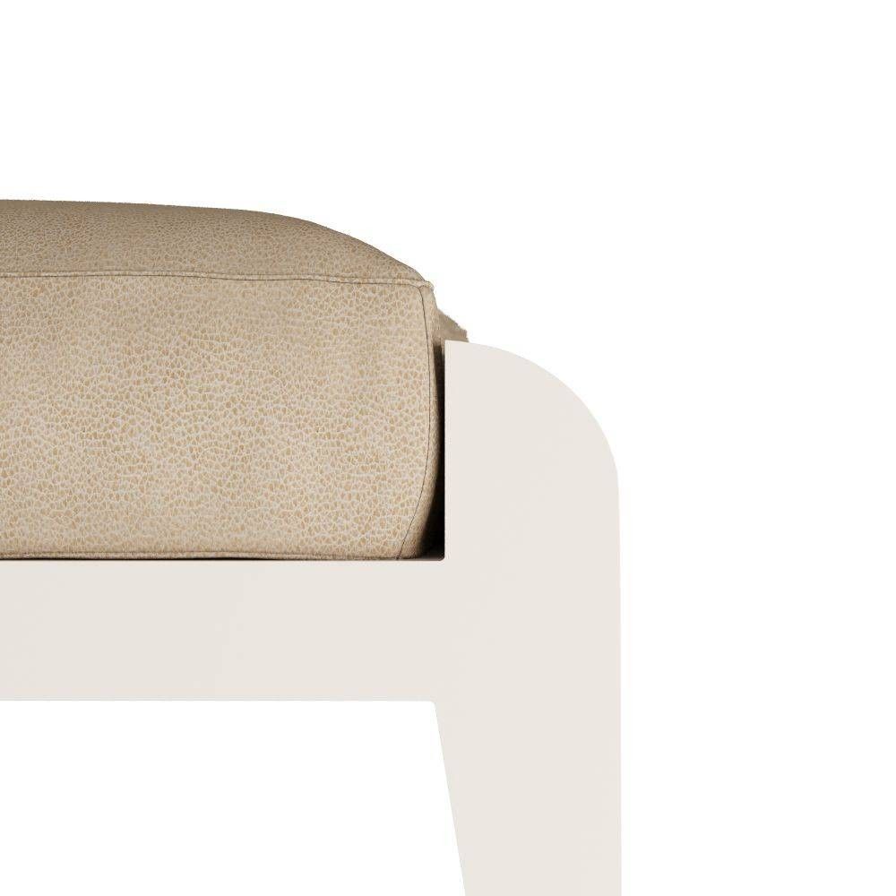 Ottoman in White-Ivory and Natural-Brown by Jeid Studio
