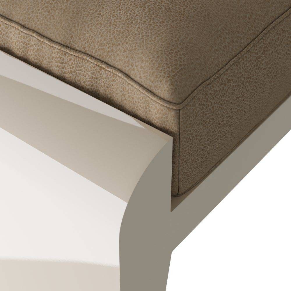 Ottoman in White-Ivory and Natural-Brown by Jeid Studio