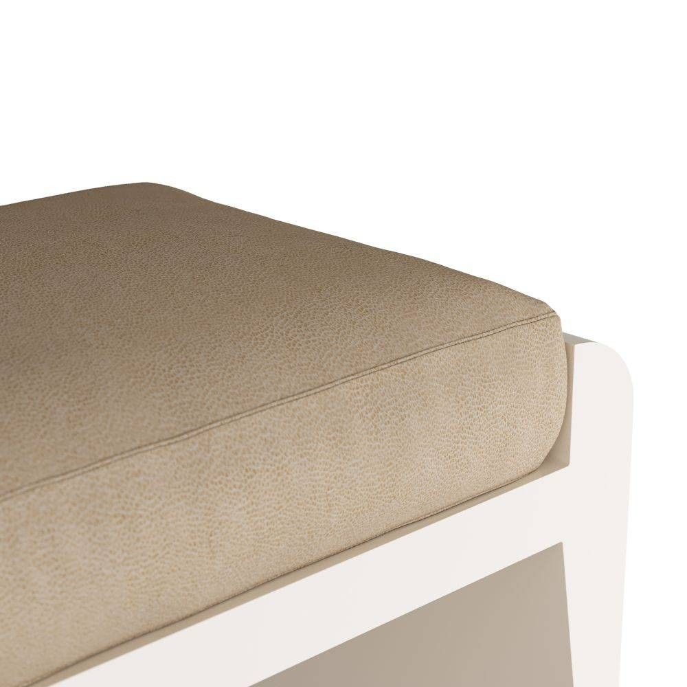 Ottoman in White-Ivory and Natural-Brown by Jeid Studio