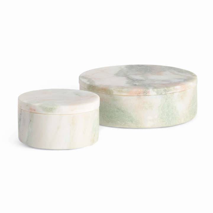 Decorative Box in Green, Natural-Brown, and White-Ivory by Jeid Studio