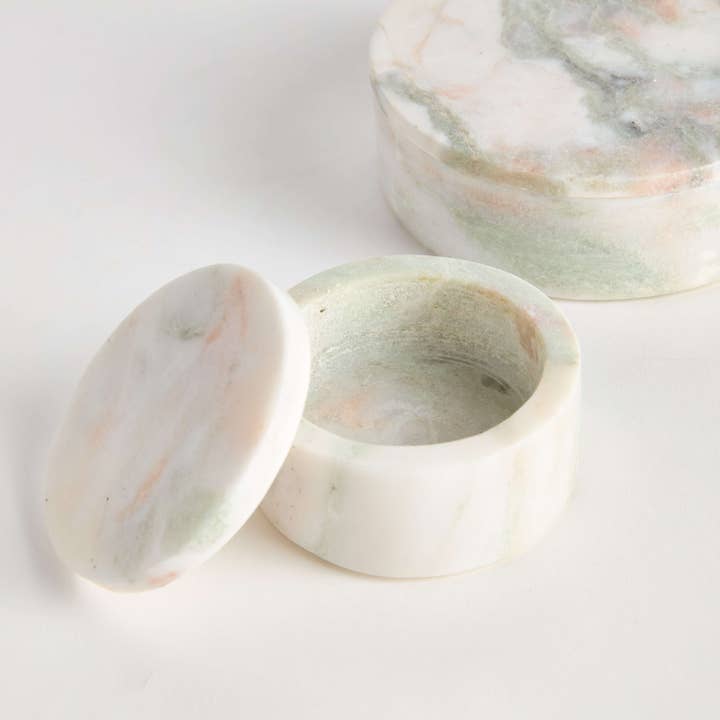 Decorative Box in Green, Natural-Brown, and White-Ivory by Jeid Studio