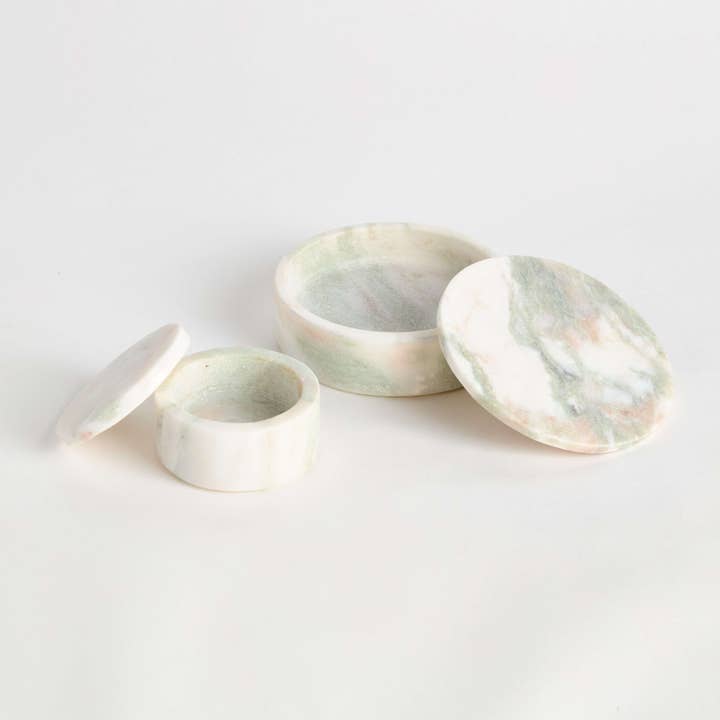 Decorative Box in Green, Natural-Brown, and White-Ivory by Jeid Studio