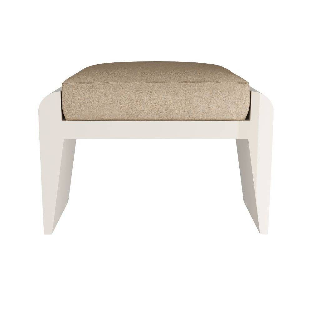 Ottoman in White-Ivory and Natural-Brown by Jeid Studio