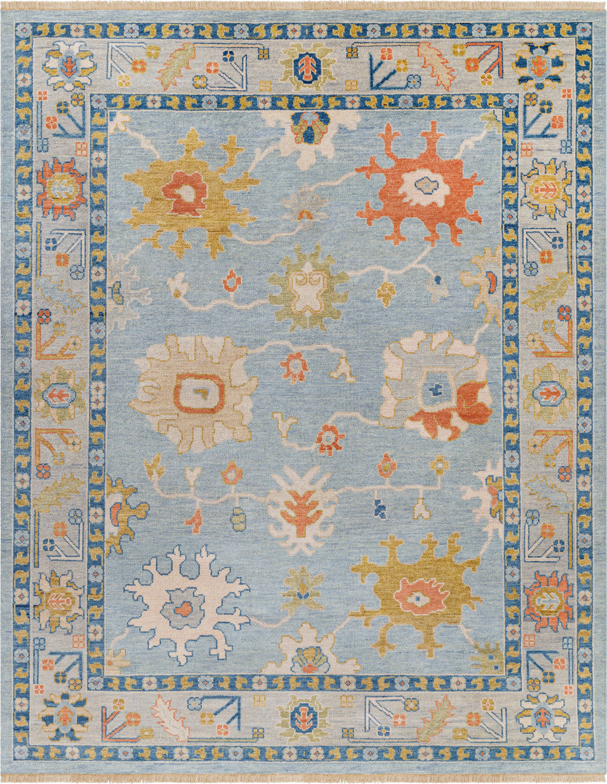 Rug in Blue, Orange, and Yellow by Jeid Studio