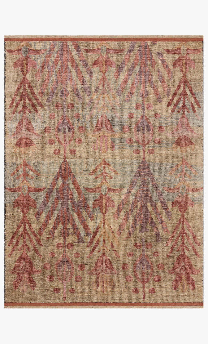 Rug in Grey-Black, Purple, Red, and Natural-Brown by Jeid Studio