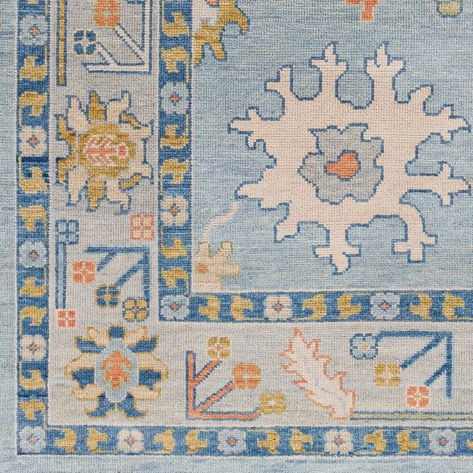 Rug in Blue, Orange, and Yellow by Jeid Studio
